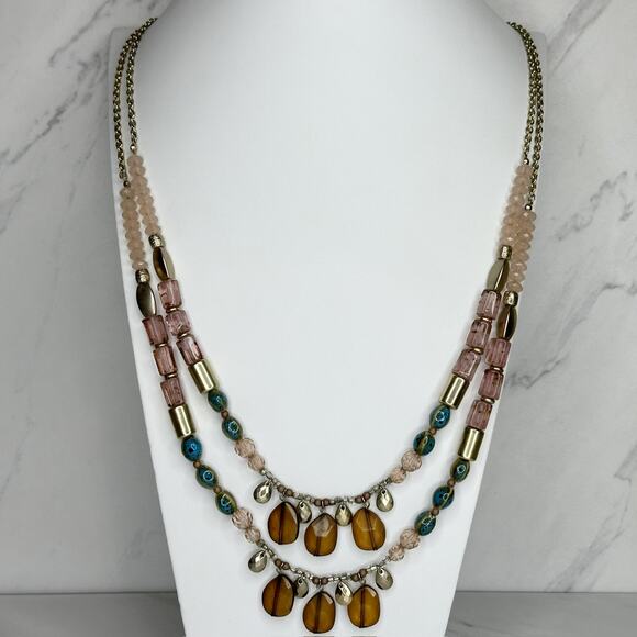 Chicos Beaded Boho Multi Strand Mixed Bead Necklace Statement ✨ - Picture 1 of 11